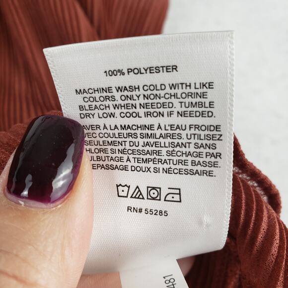 Y2K Express Size M Babydoll Tank Top Brown Accordian Crinkle Country Festival - Picture 5 of 9